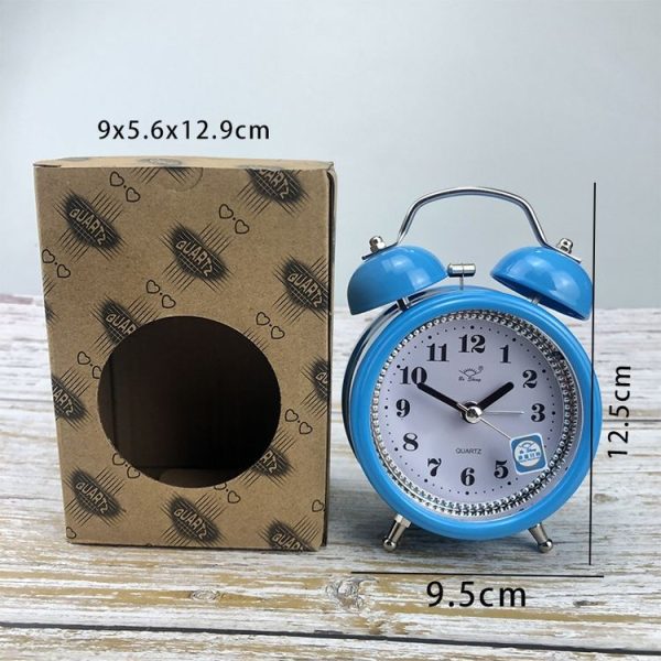 3 Inch Metal Bell Alarm Clock With Night Light Student Bedside Fashion Clock (Red) - Image 7
