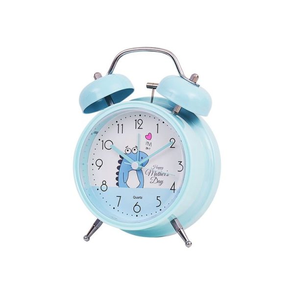 Student Cute Style Bell Alarm Clock Bedside Mute Clock With Light Specification: Y33 3 Inch (Blue)