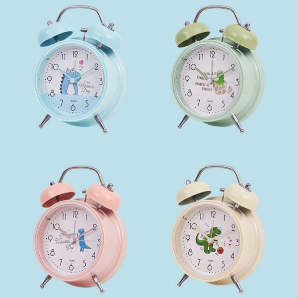 Student Cute Style Bell Alarm Clock Bedside Mute Clock With Light Specification: Y33 3 Inch (Blue) - Image 2