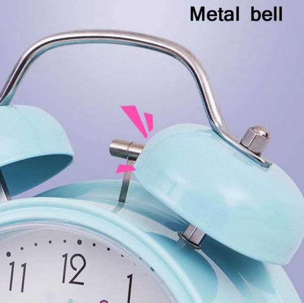 Student Cute Style Bell Alarm Clock Bedside Mute Clock With Light Specification: Y33 3 Inch (Pink) - Image 4