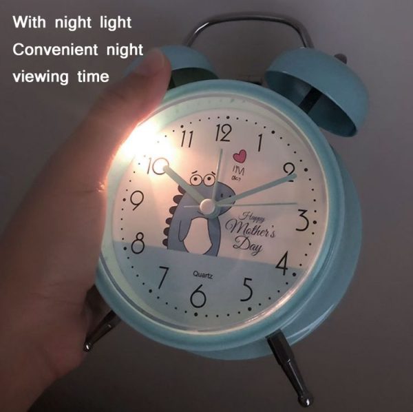 Student Cute Style Bell Alarm Clock Bedside Mute Clock With Light Specification: Y33 3 Inch (Pink) - Image 5