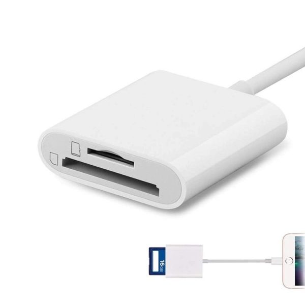 8 Pin to SD + TF Card Reader 2 in 1 Adapter For iPhone / iPad, Cable Length: 9.7cm (Double Slots) - Image 2