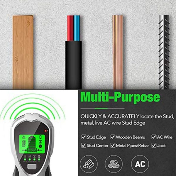 SH201 4 In 1 Multifunctional Digital Metal Detector Wall Detector (Silver Black) - Image 4