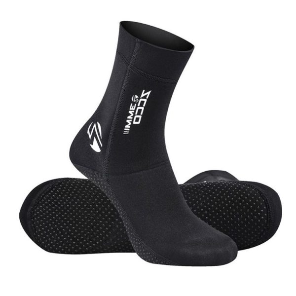 ZCCO 3mm Warm Non-Slip Diving Socks Anti-Wear Ankle Fins, Size: 33-34 (Black)