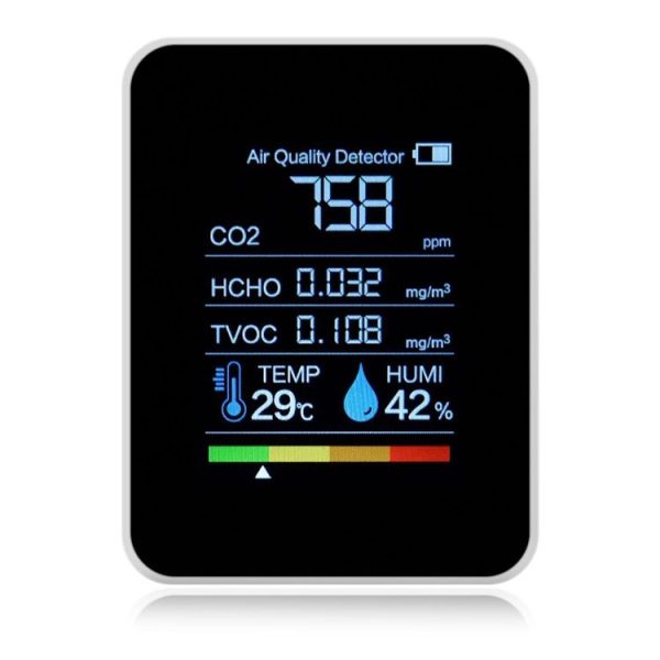 TVOC1 Portable CO2 Air Quality Formaldehyde Carbon Dioxide Detector Indoor Temperature Hygrometer with LED Digital Display (White) - Image 2