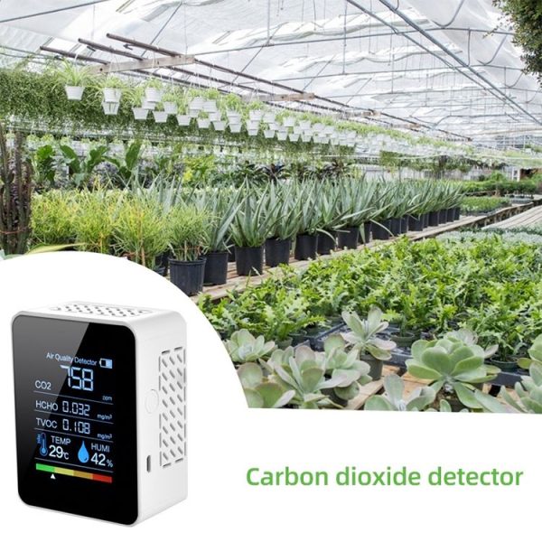 TVOC1 Portable CO2 Air Quality Formaldehyde Carbon Dioxide Detector Indoor Temperature Hygrometer with LED Digital Display (White) - Image 5