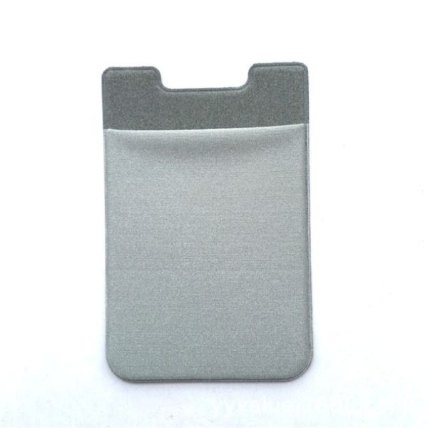 Stretch Lycra Mobile Phone Back Sticker Card Holder Phone Back Wallet Bus Bank Card Holder (Gray)