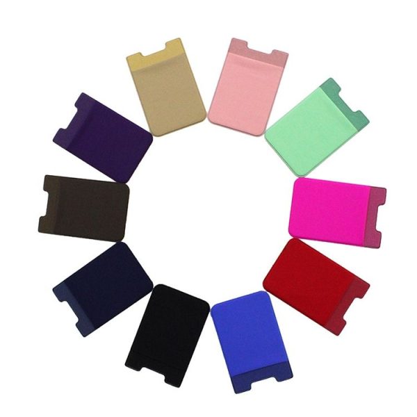Stretch Lycra Mobile Phone Back Sticker Card Holder Phone Back Wallet Bus Bank Card Holder (Gray) - Image 2
