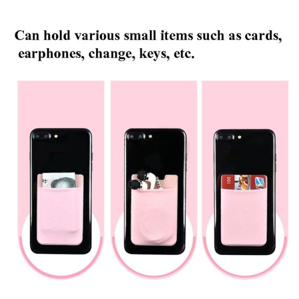 Stretch Lycra Mobile Phone Back Sticker Card Holder Phone Back Wallet Bus Bank Card Holder (Gray) - Image 4