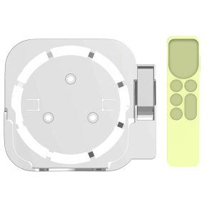 JV06T Set Top Box Bracket + Remote Control Protective Case Set for Apple TV (White + Fluorescent Green)