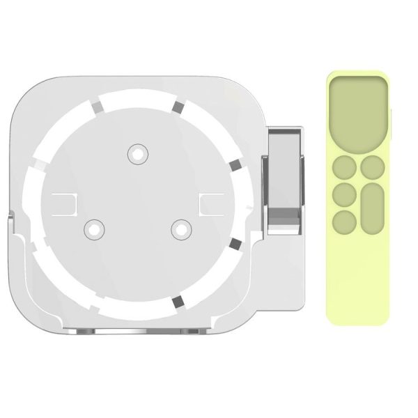 JV06T Set Top Box Bracket + Remote Control Protective Case Set for Apple TV (White + Fluorescent Green)
