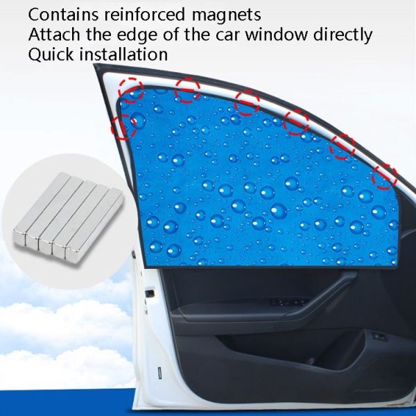R-2938 Single-Layer Sun Protection Magnetic Car Curtain Vehicle Water Drop Sunshade (Blue Rear) - Image 6