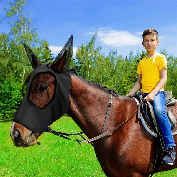MMZ-001 Breathable Horse Mask Mosquito Insect And Fly Mask Equestrian Supplies (Blue) - Image 4