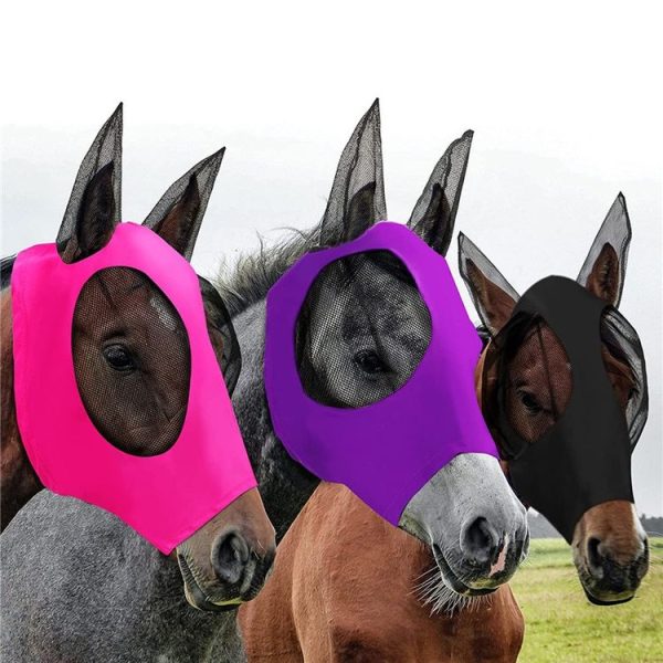 MMZ-001 Breathable Horse Mask Mosquito Insect And Fly Mask Equestrian Supplies (Blue) - Image 6