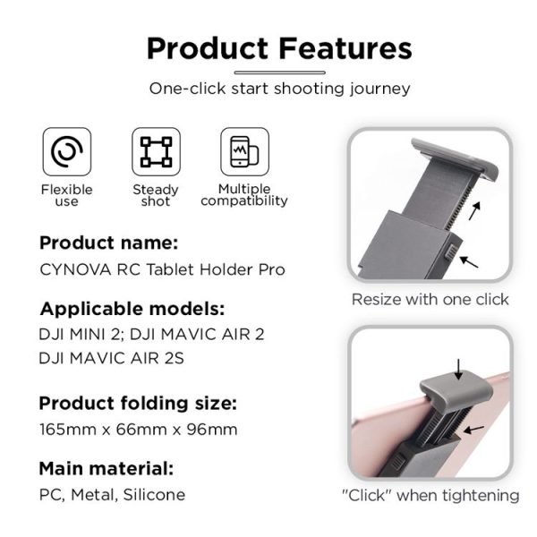 CYNOVA RC-N1 For DJI Mini 2 / Mavic Air 2 Remote Control Expansion Tablet Stand - Image 3