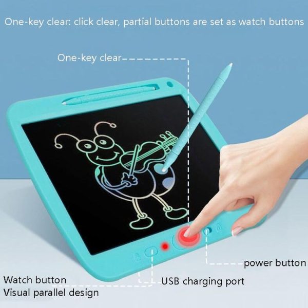 Children LCD Painting Board Electronic Highlight Written Panel Smart Charging Tablet, Style: 11.5 inch Monochrome Lines (Blue) - Image 4
