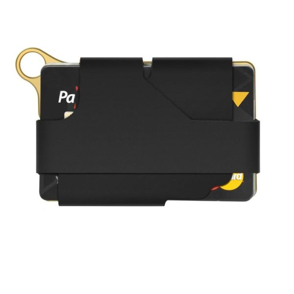 Aluminum Alloy Card Holder Leather Wallet Multifunctional Adjustable Snap Button Pocket Wallet (Black) - Image 4