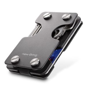 New-Bring Metal Card Holder Multifunctional EDC Wallet Can Store Keys & U Disk (Black)