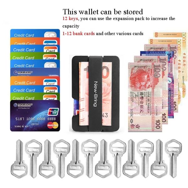 New-Bring Metal Card Holder Multifunctional EDC Wallet Can Store Keys & U Disk (Black) - Image 4