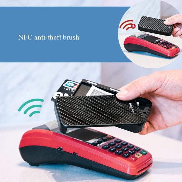 New-Bring Metal Card Holder RFID Anti-Theft Magnetic Automatic Shift Business Card Sase Waterproof Wallet, Colour: Carbon Fiber - Image 4