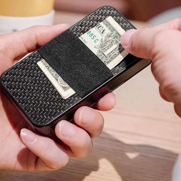 New-Bring Metal Card Holder RFID Anti-Theft Magnetic Automatic Shift Business Card Sase Waterproof Wallet, Colour: Carbon Fiber - Image 6