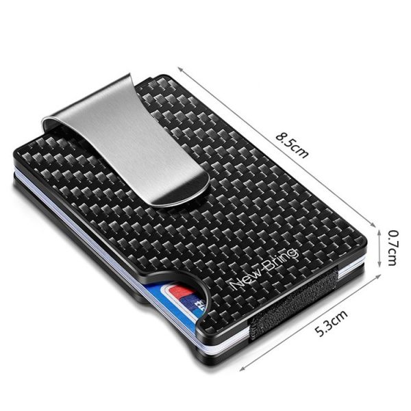 New-Bring Metal Carbon Fiber Wallet Ultra-Thin Card Holder Male RFID Anti-Theft Simple Wallet Bank Credit Card Storage Device (Silver) - Image 4