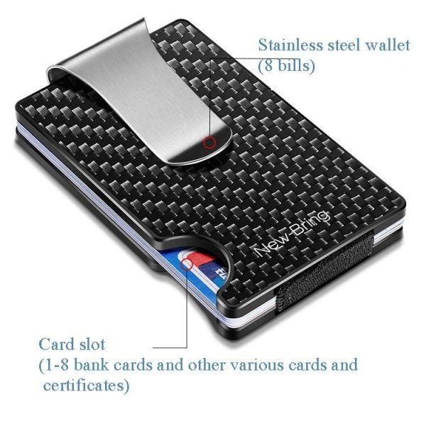 New-Bring Metal Carbon Fiber Wallet Ultra-Thin Card Holder Male RFID Anti-Theft Simple Wallet Bank Credit Card Storage Device (Silver) - Image 5