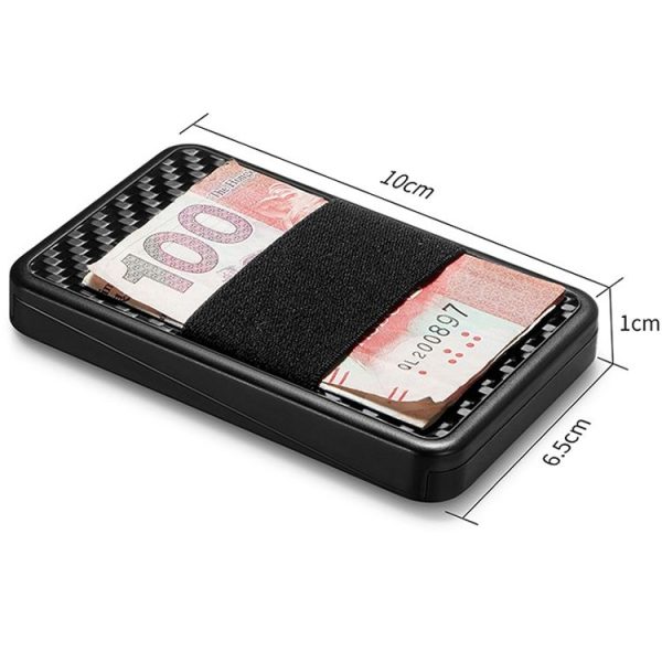 New-Bring Carbon Fiber Metal Card Holder Male Personality Card Holder Anti-Theft RFID Ultra-Thin Small Card Box (Black) - Image 3