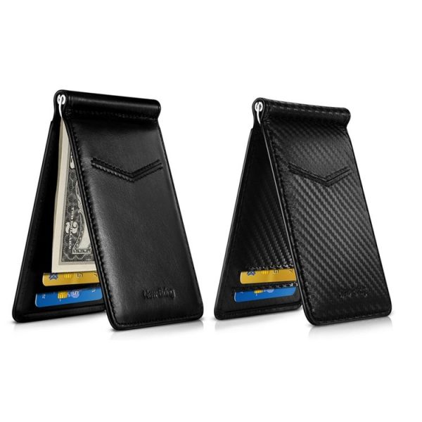 New-Bring Anti-Theft RFID Card Holder Men Ultra-Thin Card Holder Multi-Card Position ID Leather Case (Carbon Fiber) - Image 2