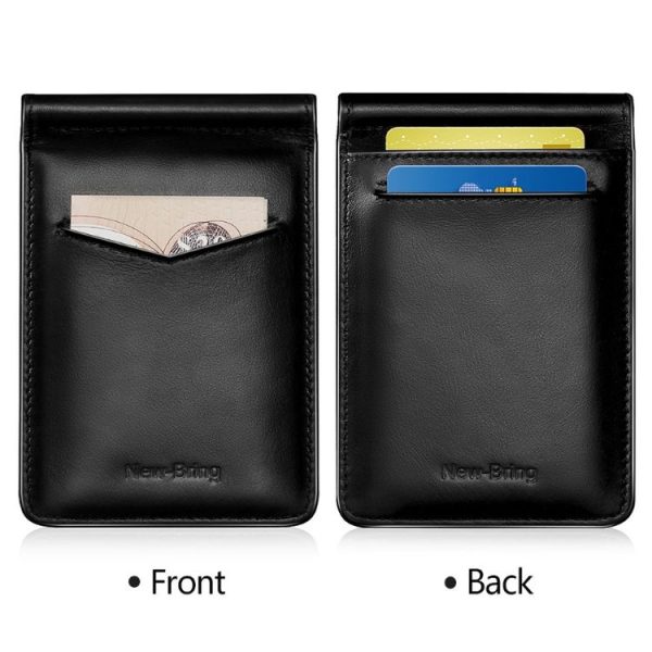 New-Bring Anti-Theft RFID Card Holder Men Ultra-Thin Card Holder Multi-Card Position ID Leather Case (Carbon Fiber) - Image 4