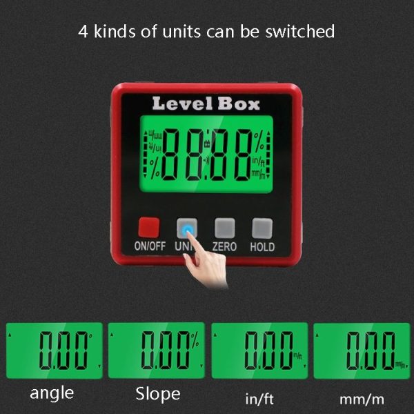 Precision Digital Inclinometer Electron Goniometers 4x90 Degree Magnetic Base Digital Protractor Angle Finder Bevel Box (Inclinationery) - Image 5