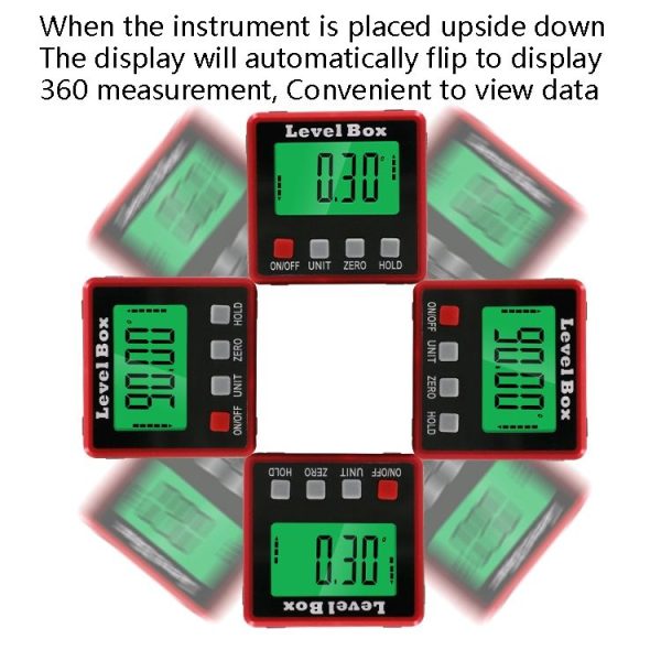 Precision Digital Inclinometer Electron Goniometers 4x90 Degree Magnetic Base Digital Protractor Angle Finder Bevel Box (Inclinationery) - Image 7
