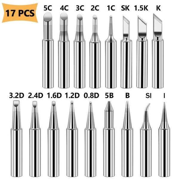 17 PCS / Set Soldering Tips 936 Soldering Station Pure Copper Soldering Iron Tips Lead-Free Soldering Iron Tips - Image 2