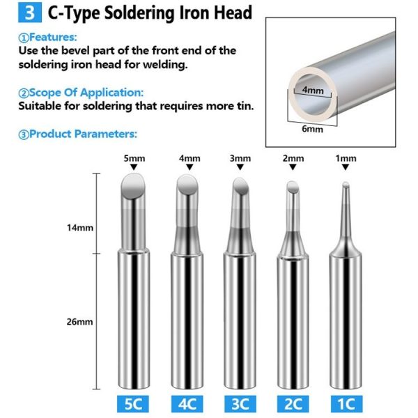 17 PCS / Set Soldering Tips 936 Soldering Station Pure Copper Soldering Iron Tips Lead-Free Soldering Iron Tips - Image 5