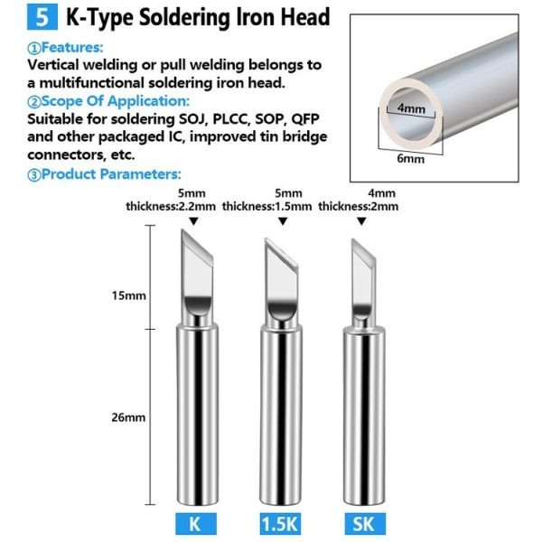 17 PCS / Set Soldering Tips 936 Soldering Station Pure Copper Soldering Iron Tips Lead-Free Soldering Iron Tips - Image 7