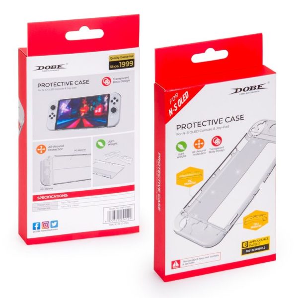 DOBE Game Handle Transparent Crystal Case TPU Protective Cover For Switch OLED Console (Transparent Color) - Image 6