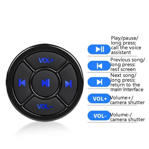 Car Mobile Phone Remote Control Bluetooth Wireless Multimedia Button Remote Control Music Playback Selfie, Colour: Silver With Buckle - Image 3