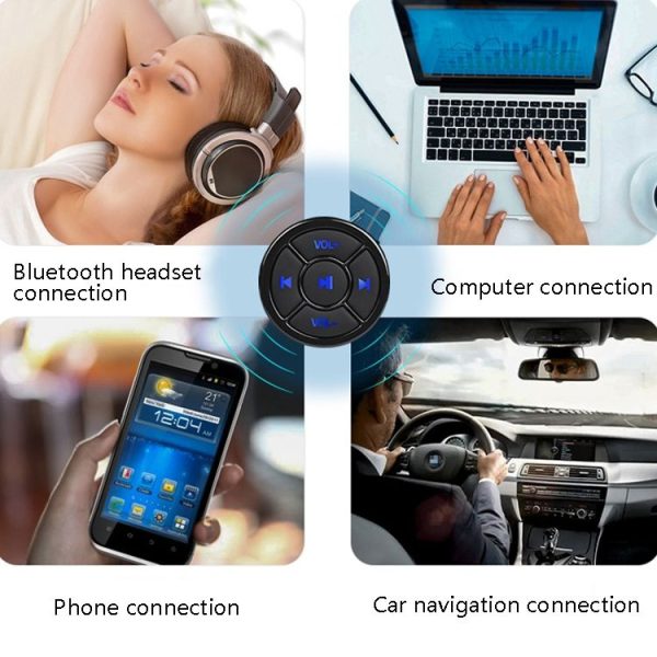 Car Mobile Phone Remote Control Bluetooth Wireless Multimedia Button Remote Control Music Playback Selfie, Colour: Silver With Buckle - Image 7