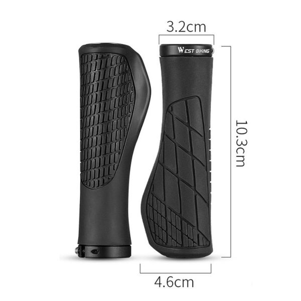 1 Pair WEST BIKING YP0804060 Bicycle Grips Mountain Bike Non-Slip Rubber Grips (Black) - Image 3