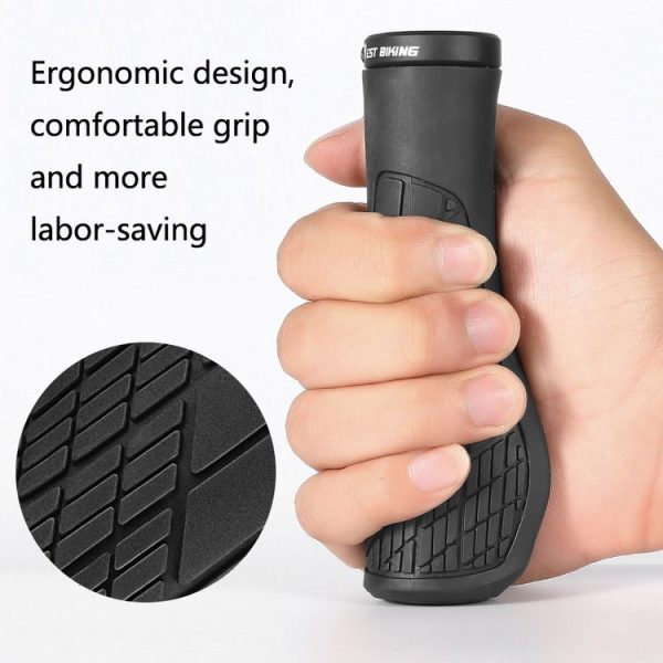 1 Pair WEST BIKING YP0804060 Bicycle Grips Mountain Bike Non-Slip Rubber Grips (Black) - Image 4
