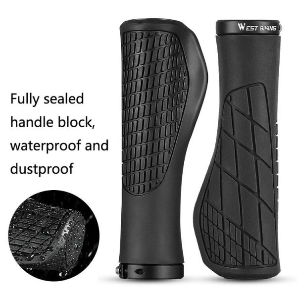 1 Pair WEST BIKING YP0804060 Bicycle Grips Mountain Bike Non-Slip Rubber Grips (Black) - Image 5