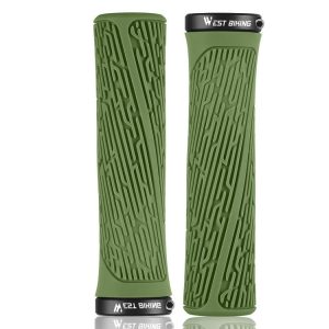 1 Pair WEST BIKING YP0804061 Bicycle Anti-Slip Shock Absorber Grip Mountain Bike Rubber Handlebar Cover (Ink)