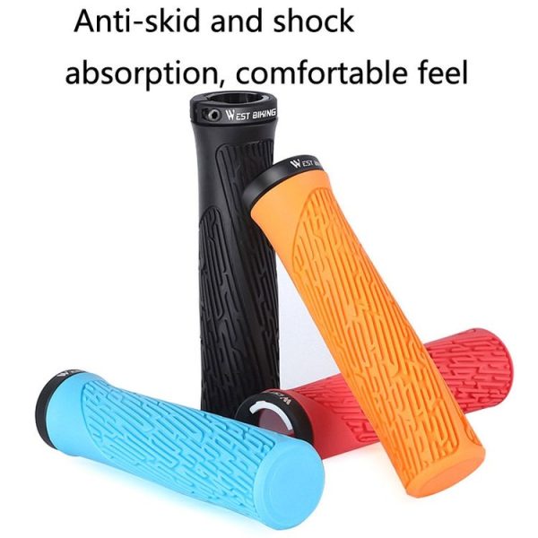 1 Pair WEST BIKING YP0804061 Bicycle Anti-Slip Shock Absorber Grip Mountain Bike Rubber Handlebar Cover (Ink) - Image 3