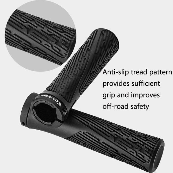 1 Pair WEST BIKING YP0804061 Bicycle Anti-Slip Shock Absorber Grip Mountain Bike Rubber Handlebar Cover (Ink) - Image 5