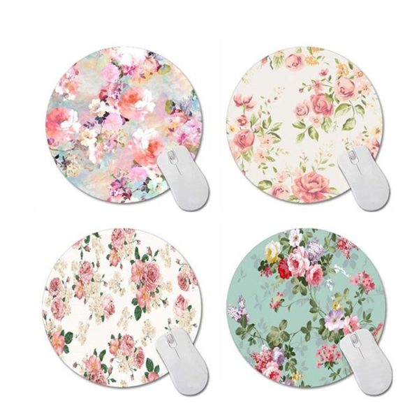 3 PCS Round Rose Flower Rubber Cloth Mouse Pad Heat Transfer Non-Slip Mouse Pad, Size: 20 x 20cm (Rose 4) - Image 2