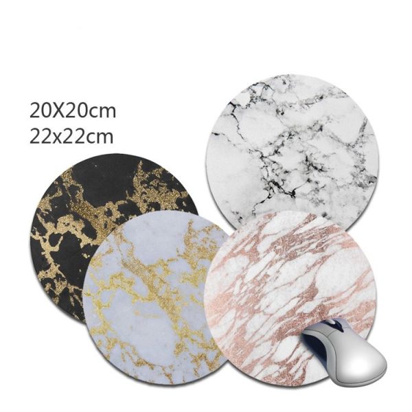 3 PCS Marbled Round Mouse Pad Rubber Non-Slip Mouse Pad, Size: 20 x 20cm Not Overlocked (Marble 4) - Image 3
