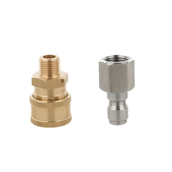 High Pressure Car Wash Machine 2 Points Live Connection Quick Plug High Pressure Steam 1 / 4 Male And Female To Live Joint (Inner Wire Male+Outer Wire Female)