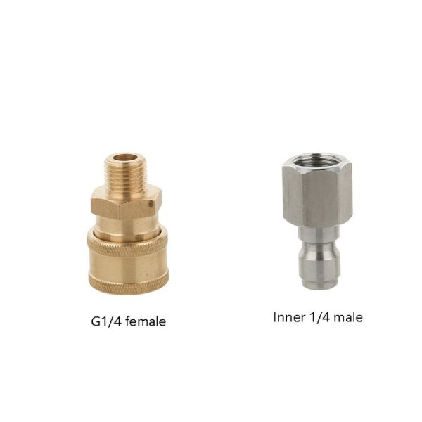 High Pressure Car Wash Machine 2 Points Live Connection Quick Plug High Pressure Steam 1 / 4 Male And Female To Live Joint (Inner Wire Male+Outer Wire Female) - Image 2