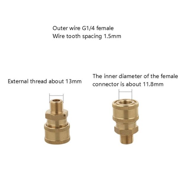 High Pressure Car Wash Machine 2 Points Live Connection Quick Plug High Pressure Steam 1 / 4 Male And Female To Live Joint (Inner Wire Male+Outer Wire Female) - Image 3