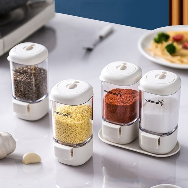 Marbrasse Metering Seasoning Box Pressing Type Seasoning Bottle Rotary Sealing Household Kitchen Seasoning Can, Specification: 2 Pieces - Image 2